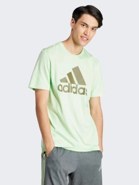 Adidas Essentials Large Logo Men Sportswear T-Shirt Semi Green Spark