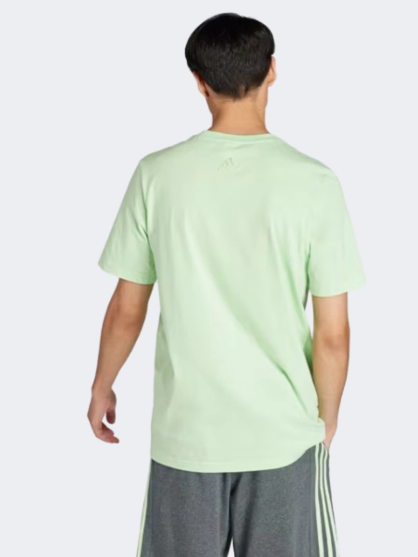 Adidas Essentials Large Logo Men Sportswear T-Shirt Semi Green Spark