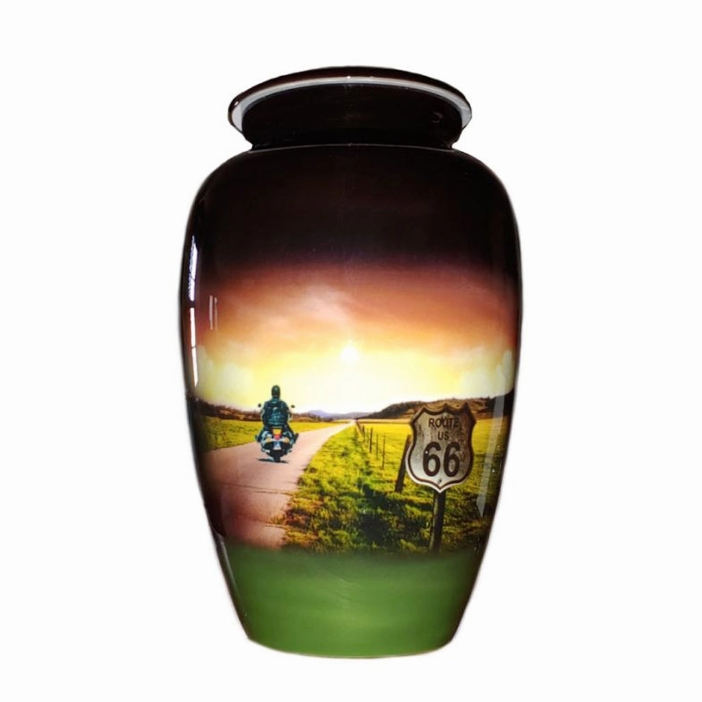 ADULT Alloy - Classic Alloy urn -23RT66- Route 66 Motorcycle