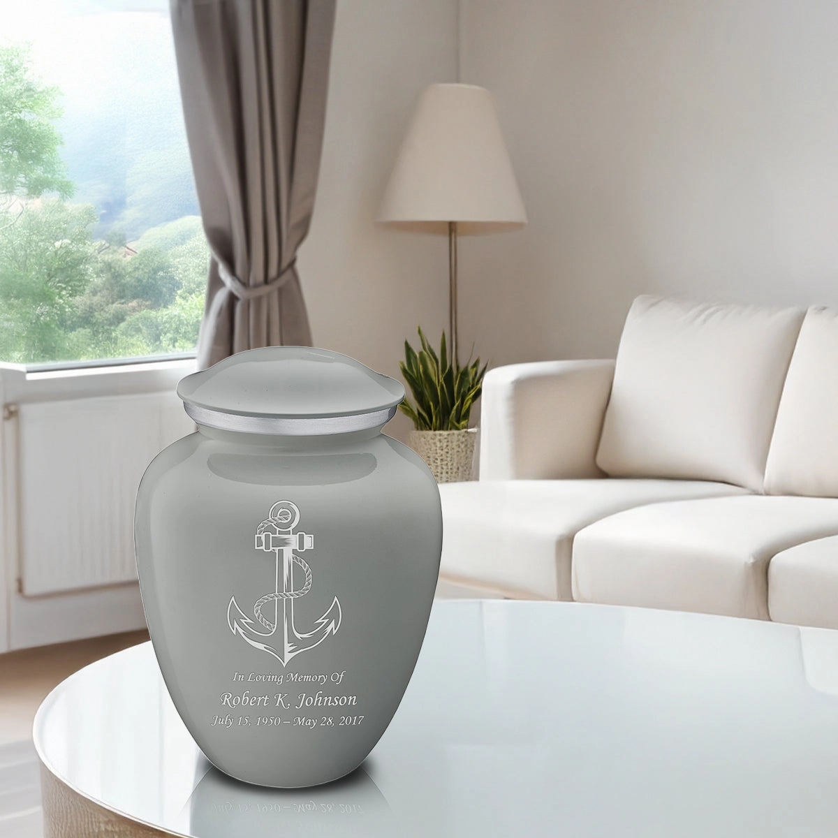 Adult Embrace Slate Grey Anchor Cremation Urn