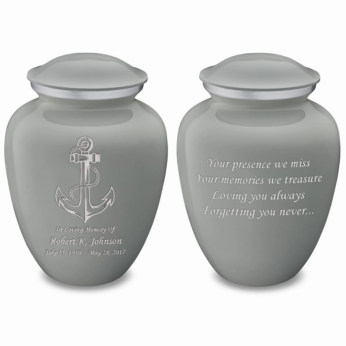 Adult Embrace Slate Grey Anchor Cremation Urn