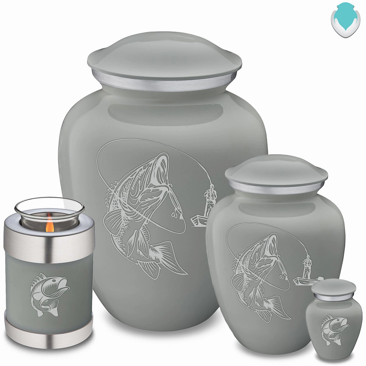 Adult Embrace Slate Grey Fishing Cremation Urn