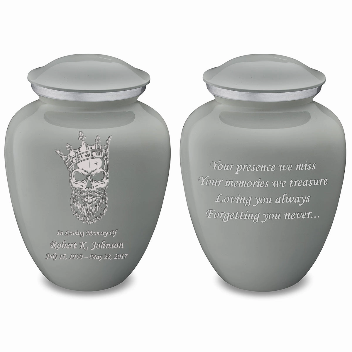 Adult Embrace Slate Grey Skull Cremation Urn
