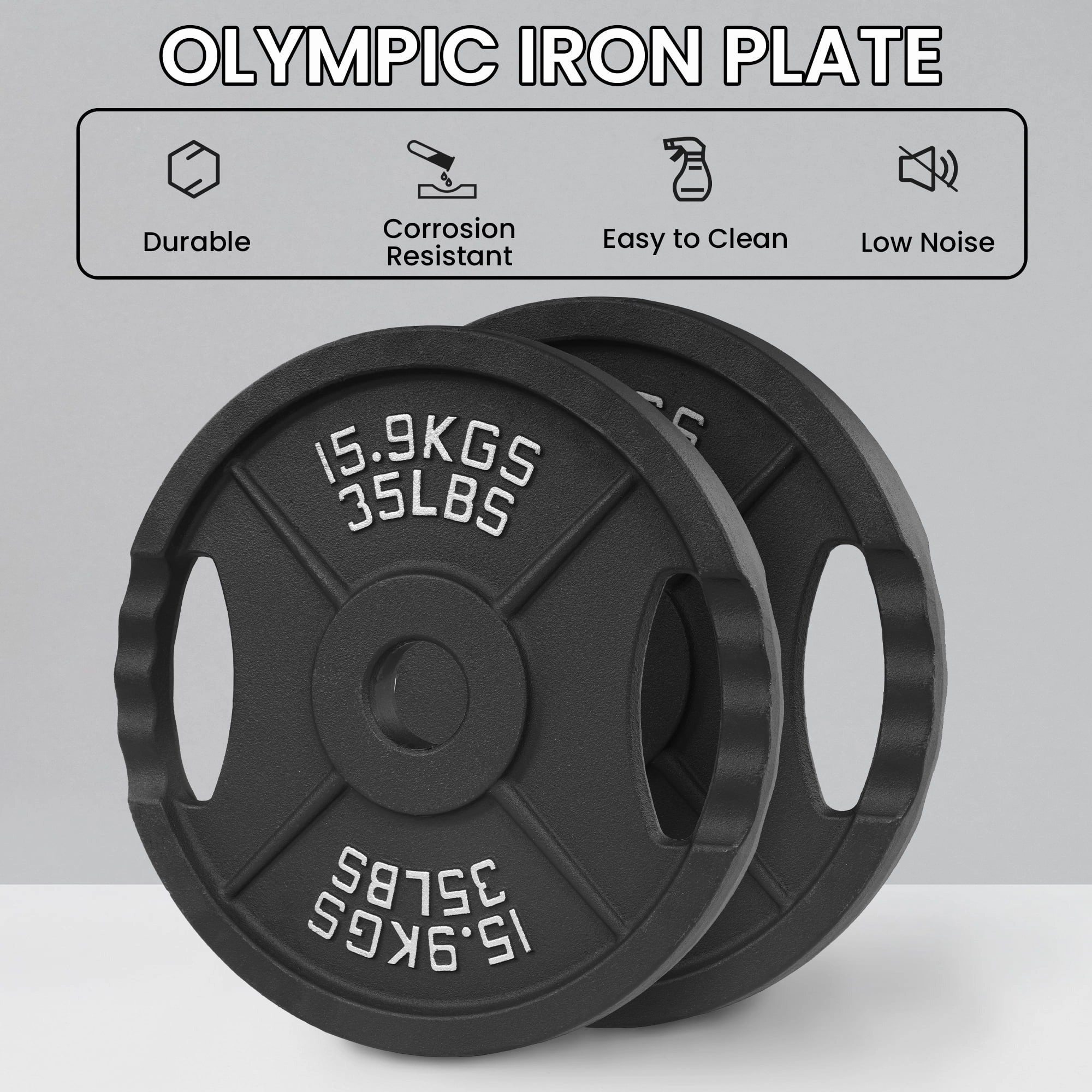 BalanceFrom 2INRC-35P Classic Cast Iron Weight Plates for Strength Training, 2" 35-Pound Pair