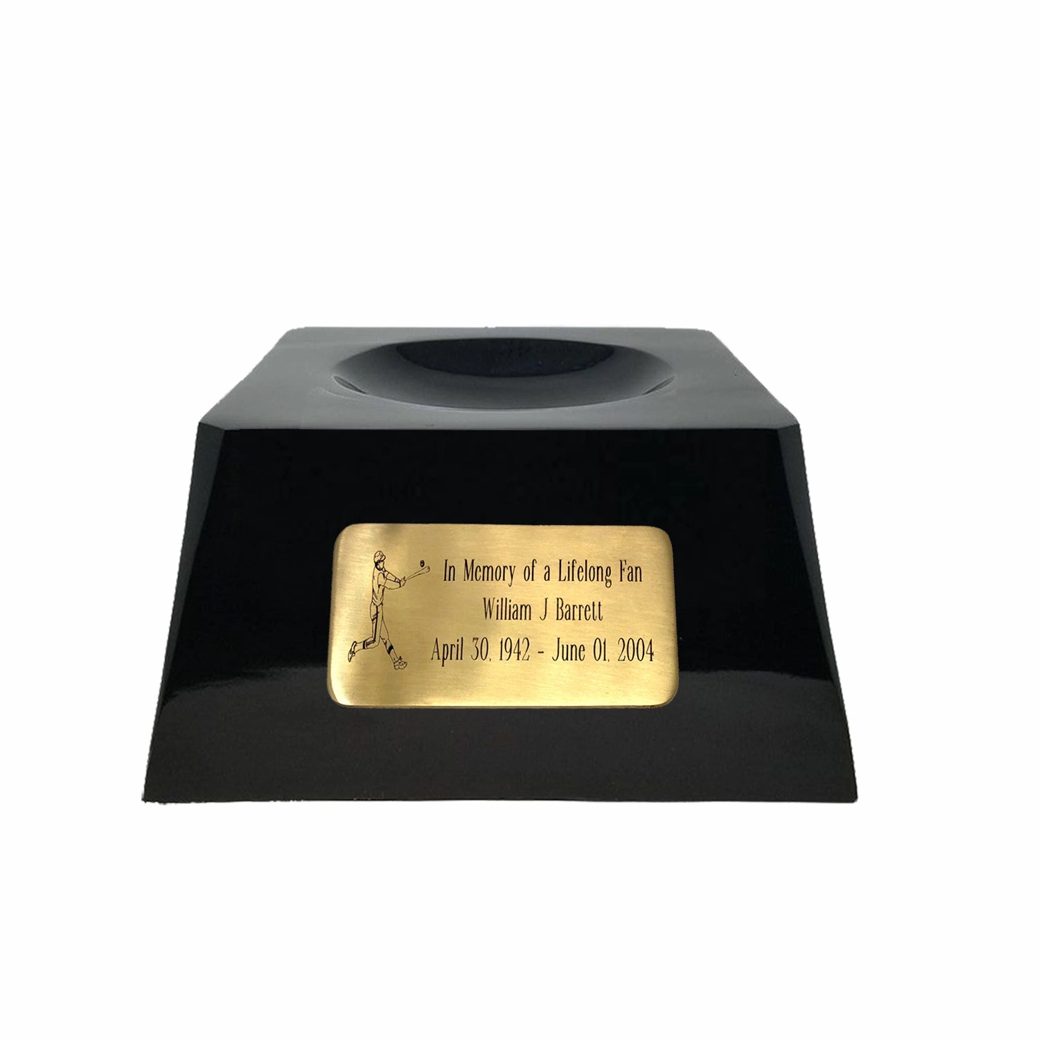 Baseball Cremation Urn with Optional Tampa Bay Rays Ball Decor and Custom Metal Plaque