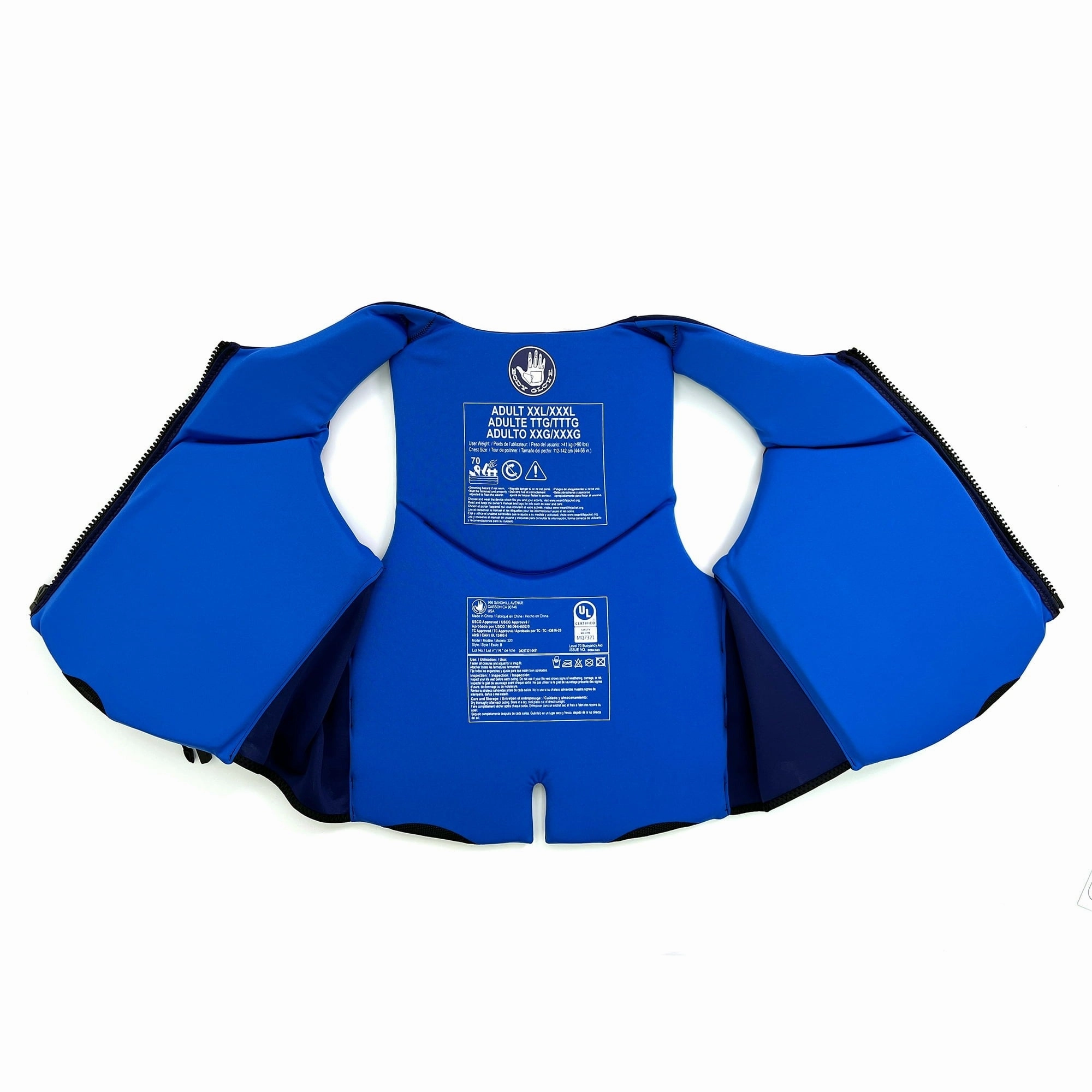 Body Glove BGB22014 Men's Dual-Size Evoprene PFD Life Jacket and Vest Male 2X/3X, Blue