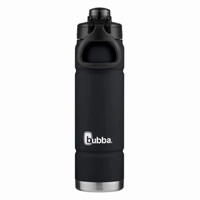 bubba 2166414 Trailblazer Stainless Steel Water Bottle Push Button Lid Rubberized Black Licorice, 24 fl oz.