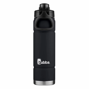 bubba 2166414 Trailblazer Stainless Steel Water Bottle Push Button Lid Rubberized Black Licorice, 24 fl oz.