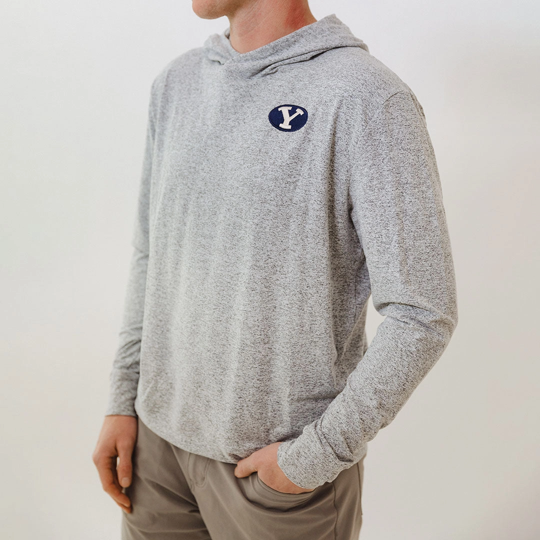 BYU Men's Travel Hoodie, Heather Grey