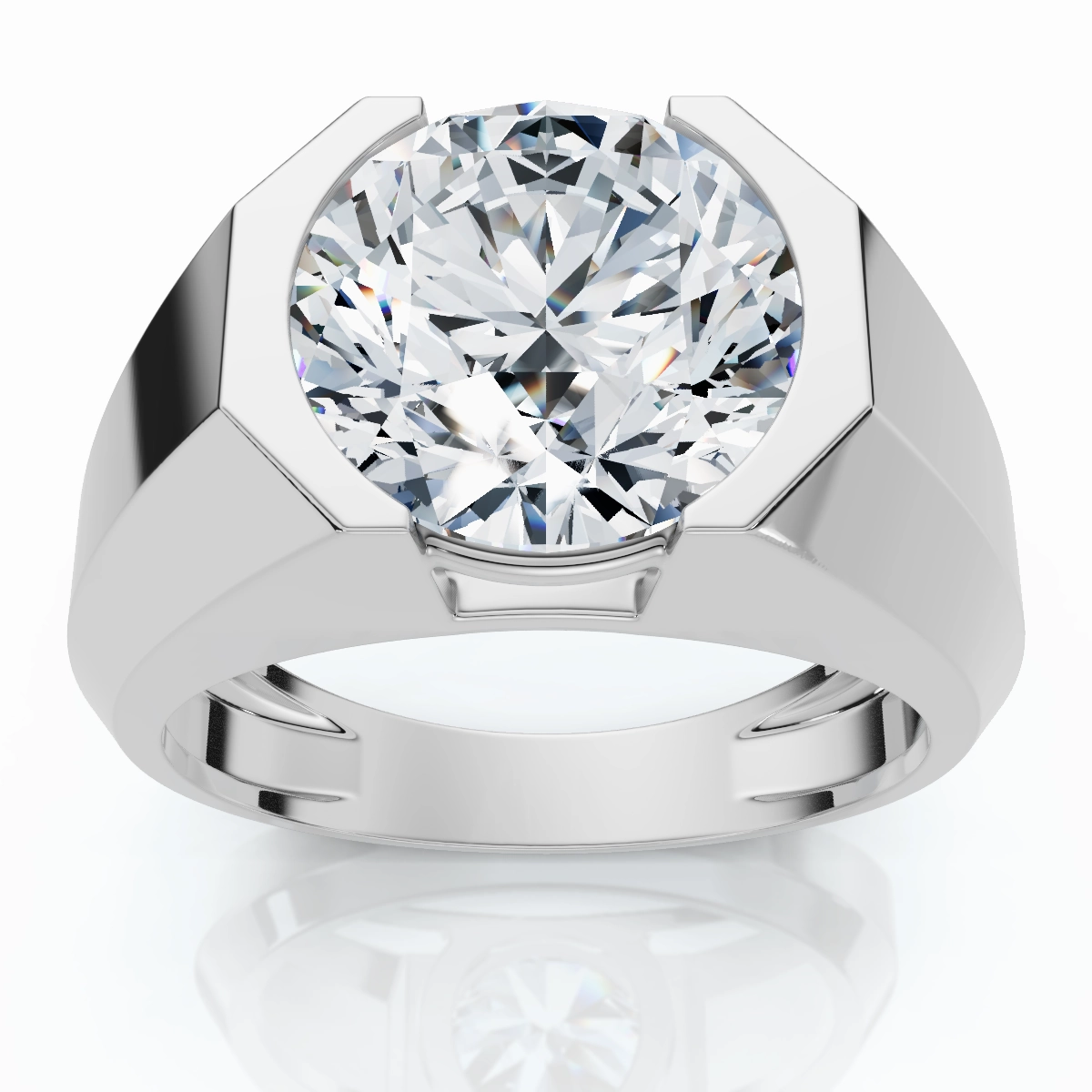 Certified 5Ct Elon Signature Men's Bezel Diamond Ring 14k Gold or Pt Lab Grown