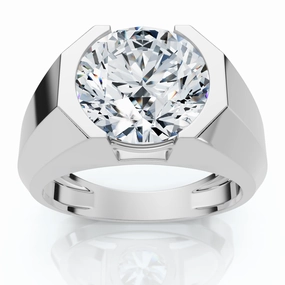 Certified 5Ct Elon Signature Men's Bezel Diamond Ring 14k Gold or Pt Lab Grown