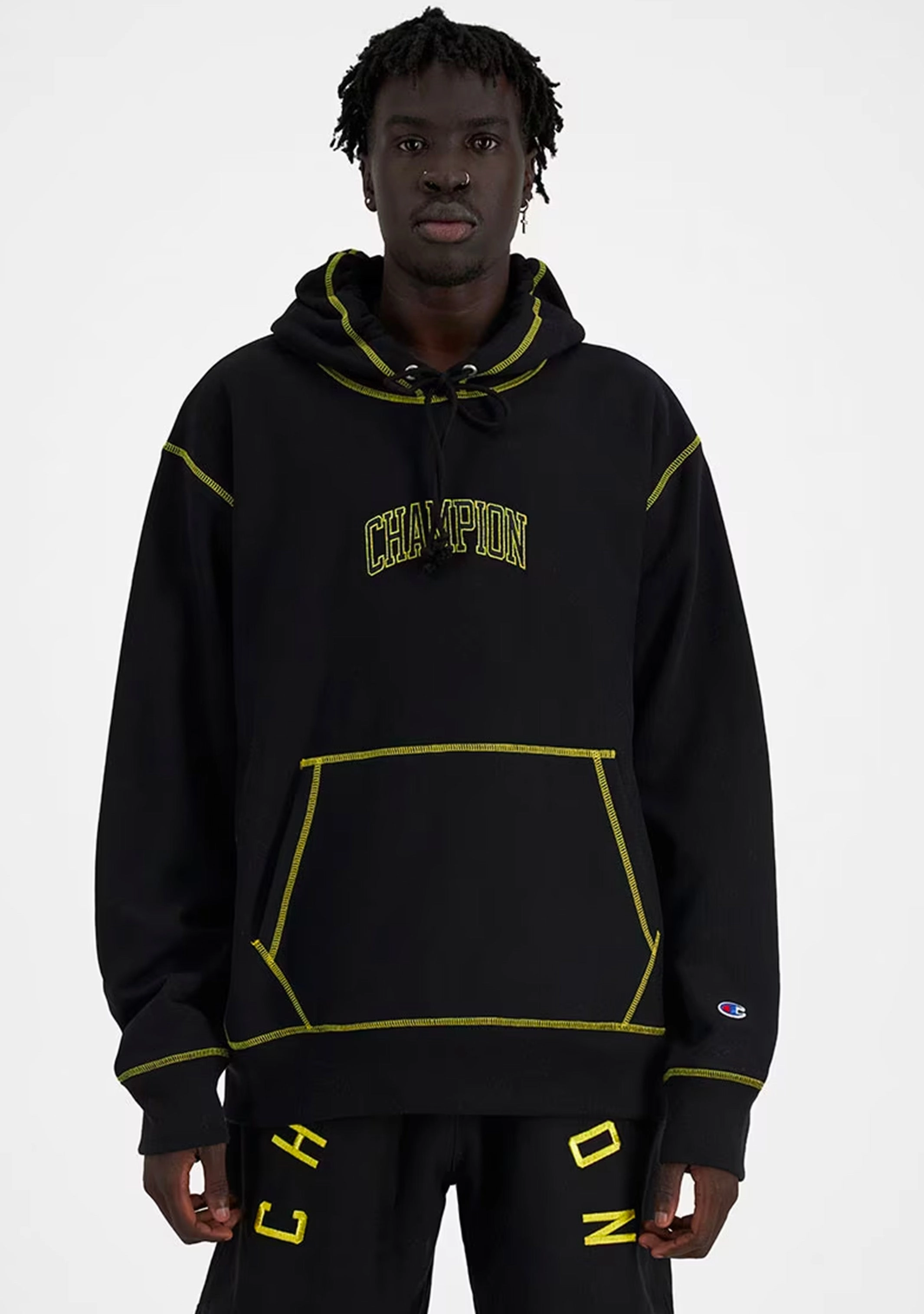 Champion Men's Reverse Weave Contrast Stitch Hoodie Black