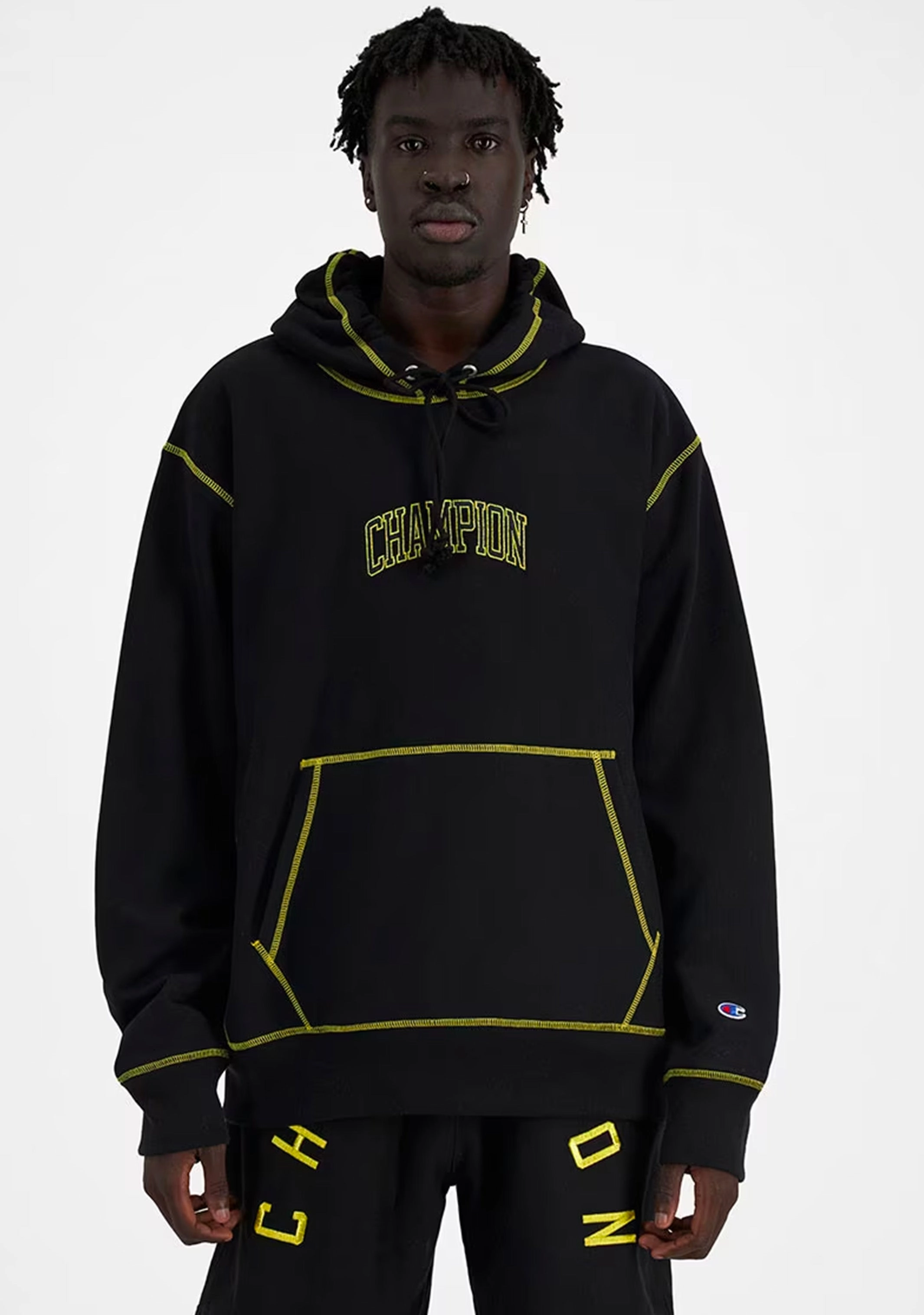 Champion Men's Reverse Weave Contrast Stitch Hoodie Black