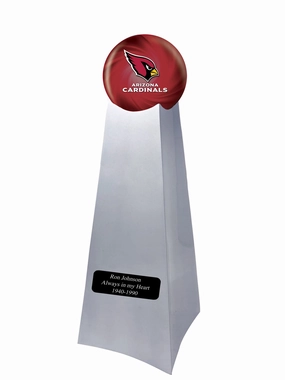 Championship Trophy Cremation Urn With Optional Arizona Cardinals Ball Décor And Custom Metal Plaque