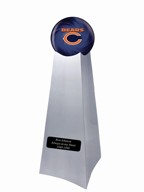 Championship Trophy Cremation Urn with Optional Chicago Bears Ball Decor and Custom Metal Plaque