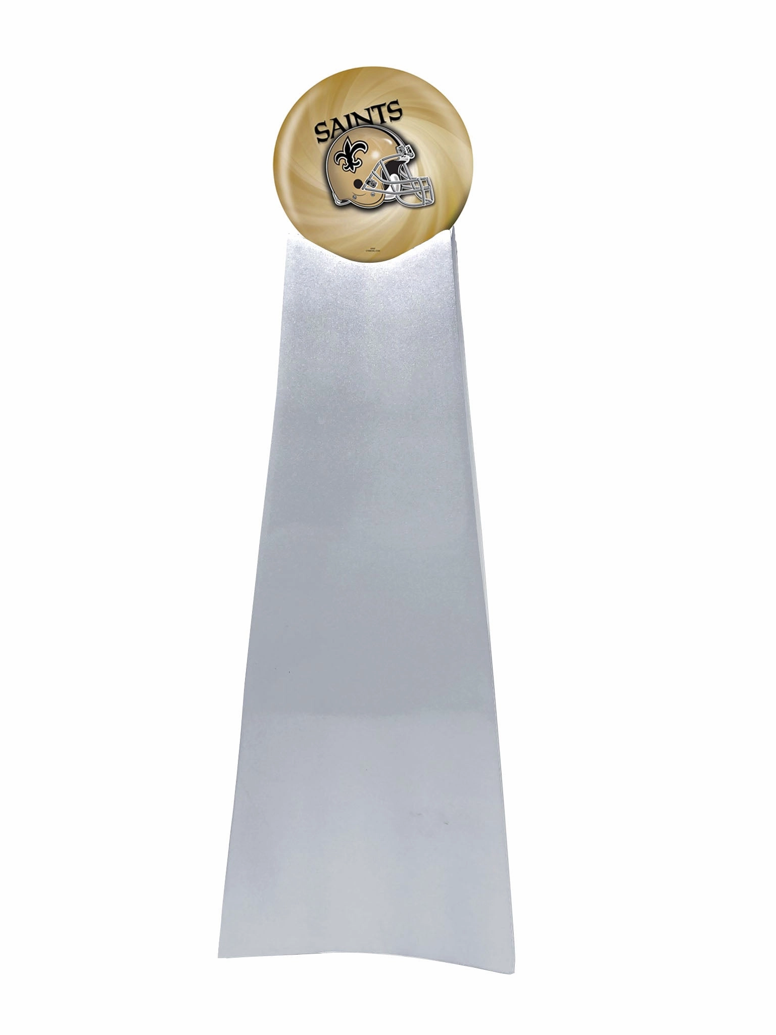Championship Trophy Cremation Urn with Optional Football and New Orleans Saints Ball Decor and Custom Metal Plaque