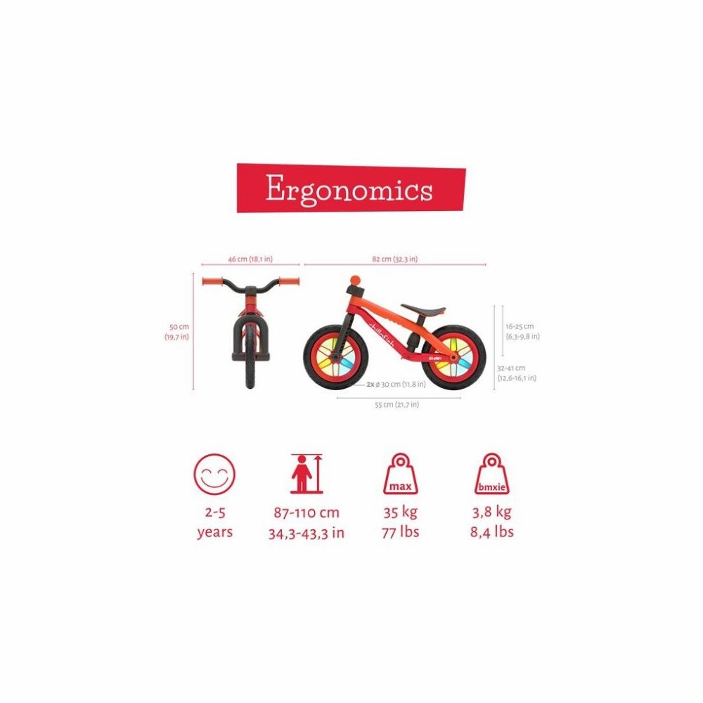 Chillafish BMXie Glow Lightweight Balance Bike Light-Up Wheels Airless Rubberskin Tires