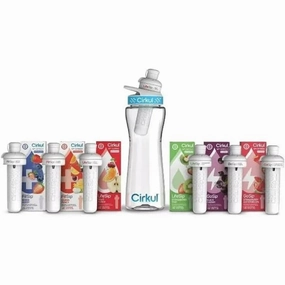 Cirkul 990333710 22oz Plastic Water Bottle Starter Kit With Blue Lid   6 Flavor Cartridges
