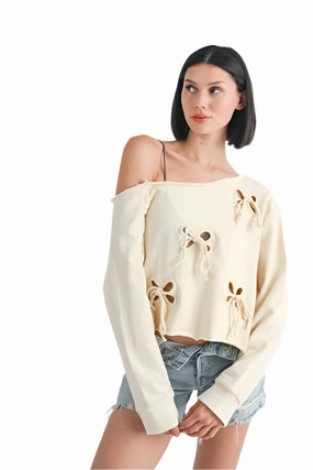 Emory Park ONE SHOULDER FRENCH TERRY SWEATSHIRT WITH CUTOUT DETAIL