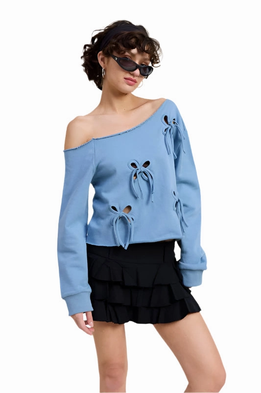 Emory Park ONE SHOULDER FRENCH TERRY SWEATSHIRT WITH CUTOUT DETAIL