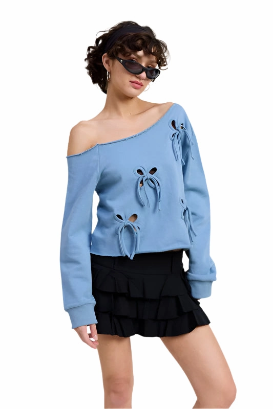 Emory Park ONE SHOULDER FRENCH TERRY SWEATSHIRT WITH CUTOUT DETAIL