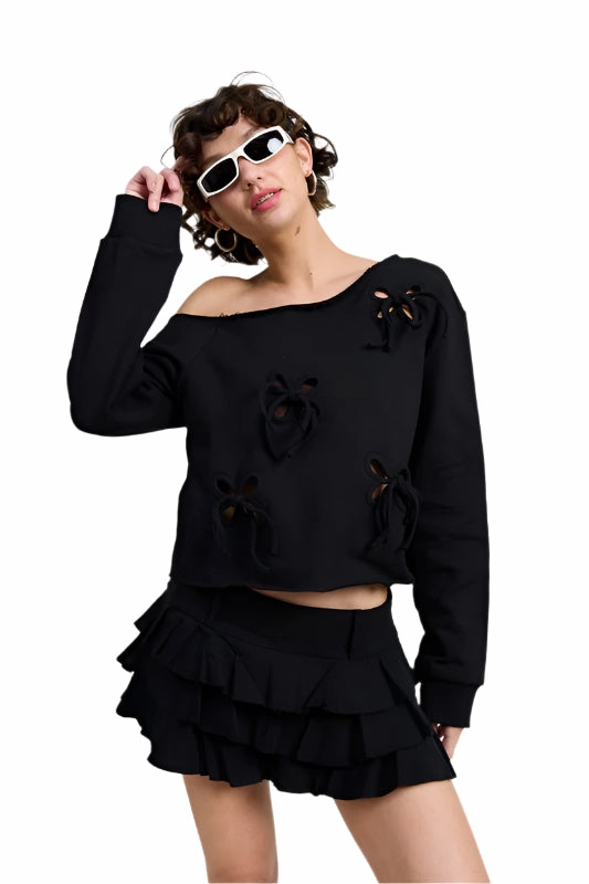 Emory Park ONE SHOULDER FRENCH TERRY SWEATSHIRT WITH CUTOUT DETAIL