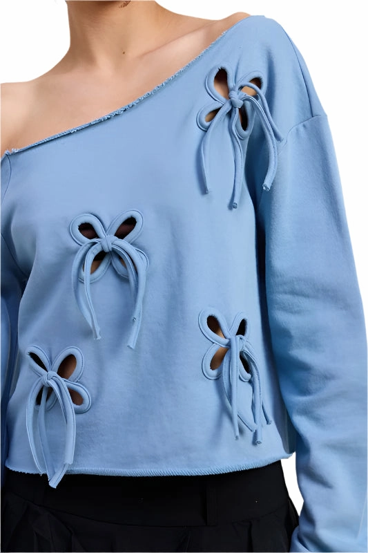 Emory Park ONE SHOULDER FRENCH TERRY SWEATSHIRT WITH CUTOUT DETAIL