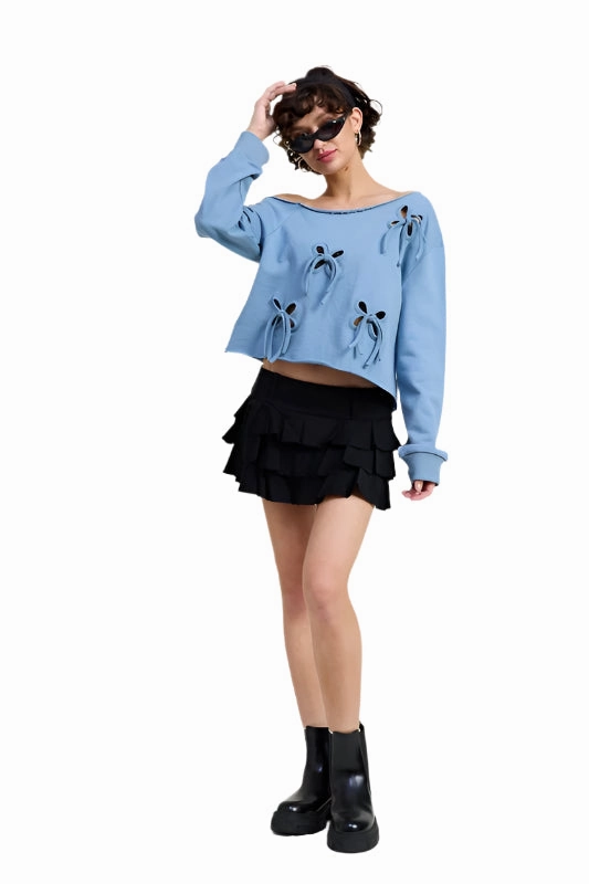 Emory Park ONE SHOULDER FRENCH TERRY SWEATSHIRT WITH CUTOUT DETAIL