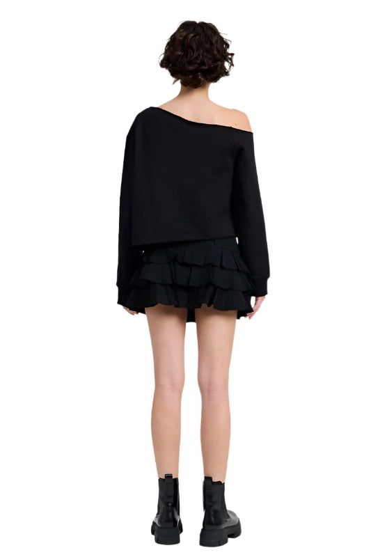 Emory Park ONE SHOULDER FRENCH TERRY SWEATSHIRT WITH CUTOUT DETAIL