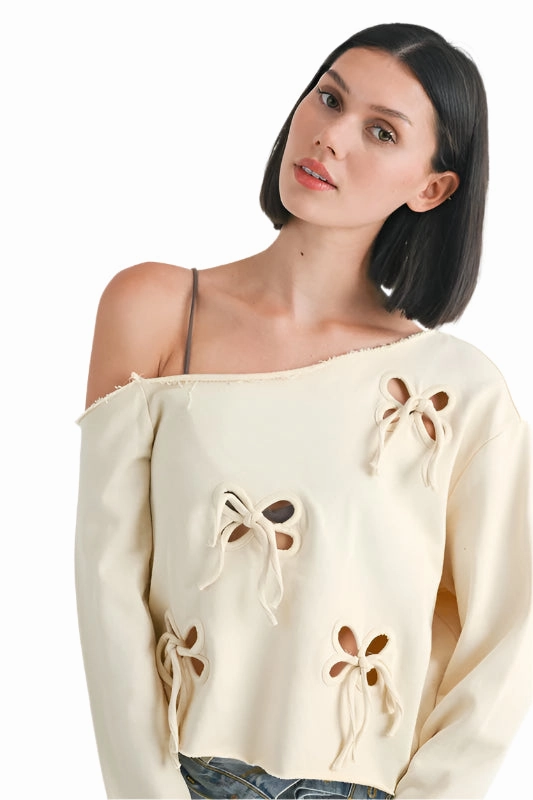 Emory Park ONE SHOULDER FRENCH TERRY SWEATSHIRT WITH CUTOUT DETAIL