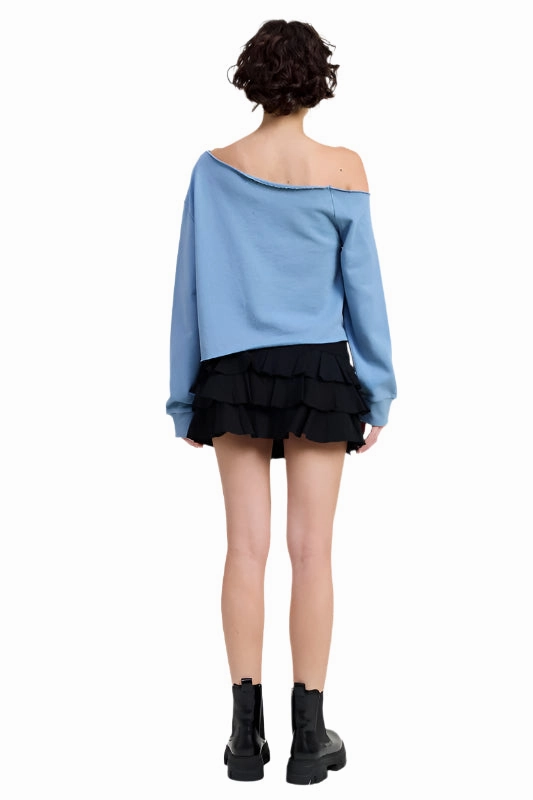 Emory Park ONE SHOULDER FRENCH TERRY SWEATSHIRT WITH CUTOUT DETAIL