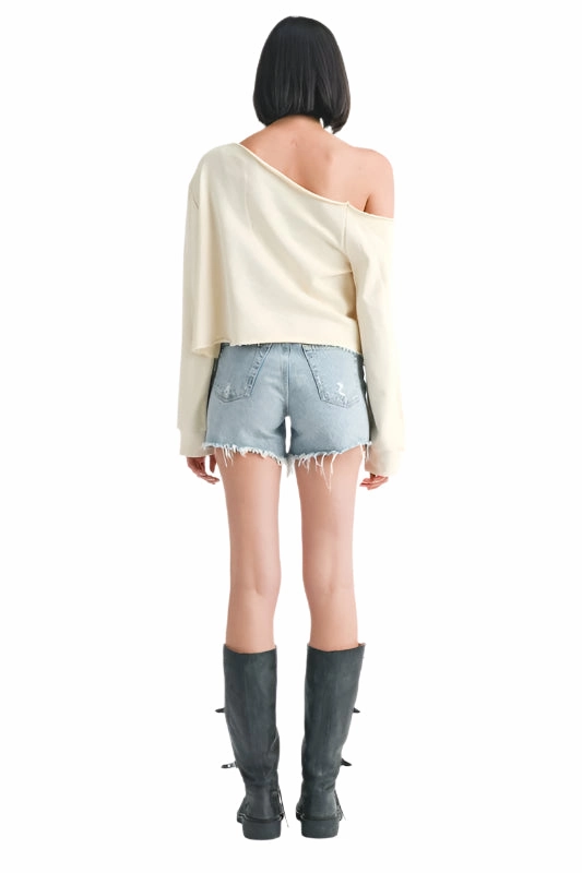 Emory Park ONE SHOULDER FRENCH TERRY SWEATSHIRT WITH CUTOUT DETAIL