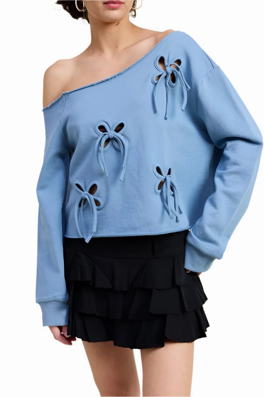 Emory Park ONE SHOULDER FRENCH TERRY SWEATSHIRT WITH CUTOUT DETAIL