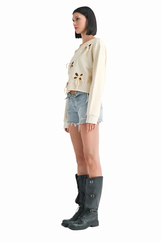 Emory Park ONE SHOULDER FRENCH TERRY SWEATSHIRT WITH CUTOUT DETAIL