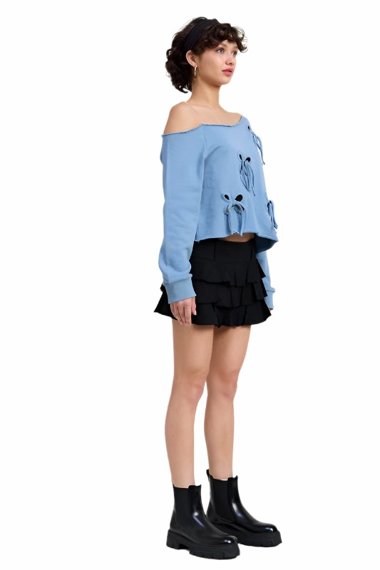 Emory Park ONE SHOULDER FRENCH TERRY SWEATSHIRT WITH CUTOUT DETAIL