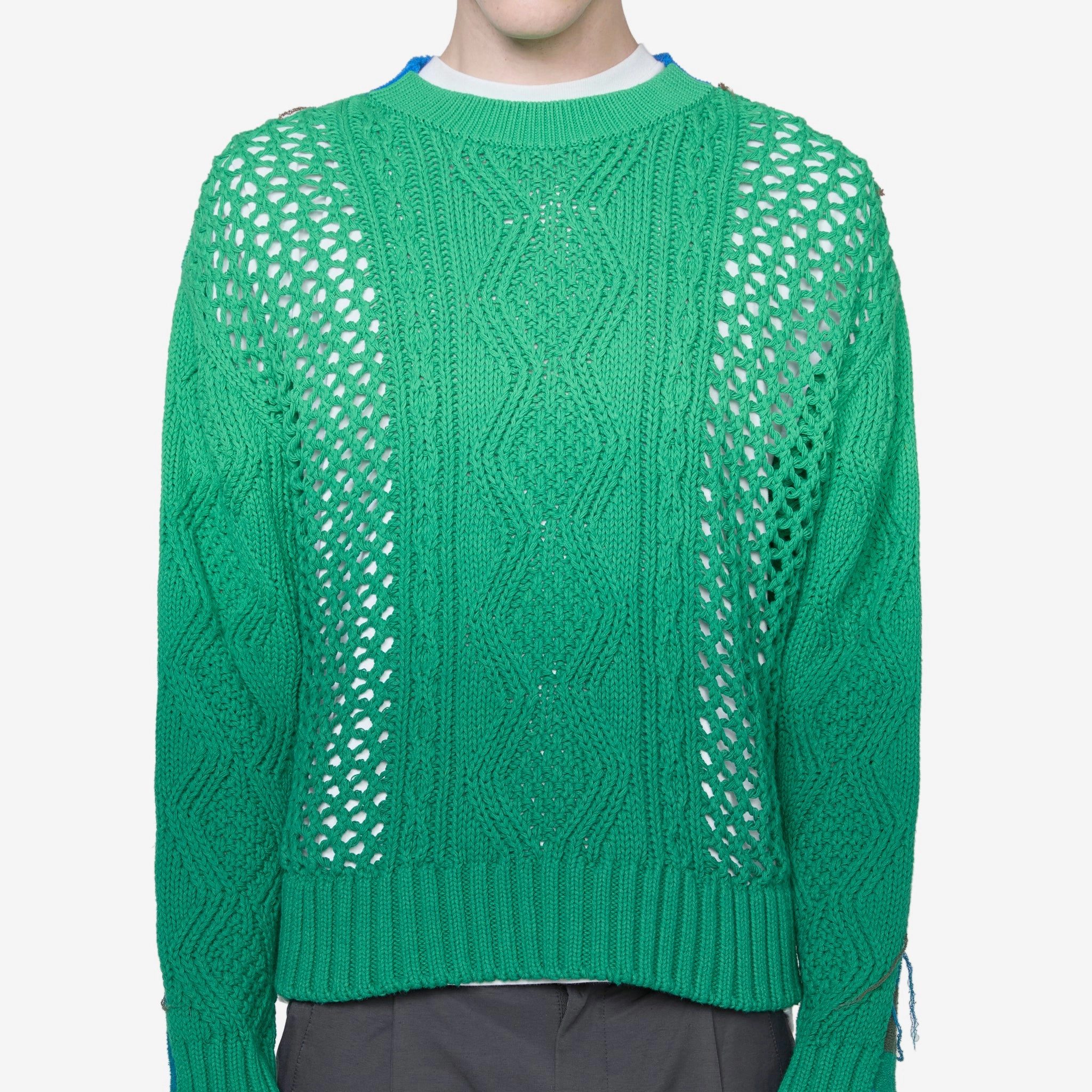 Fisherman Intarsia Crewneck Sweater Green
