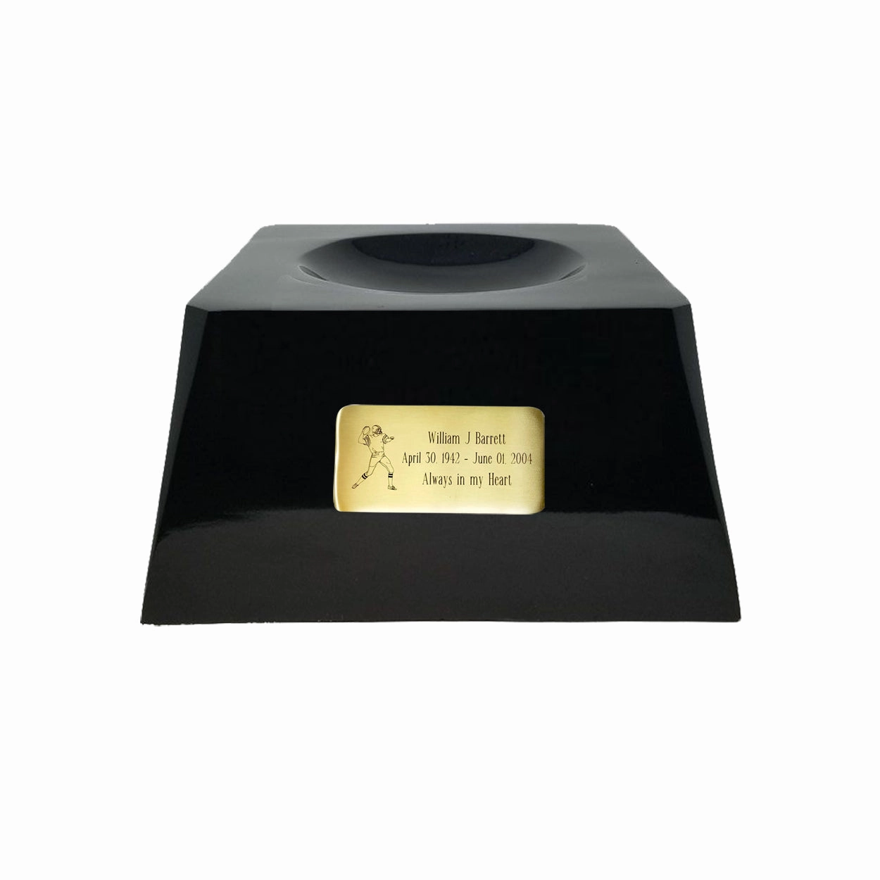 Football Cremation Urn with Optional Cleveland Browns Ball Decor and Custom Metal Plaque