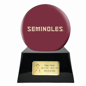 Football Cremation Urn with Optional FSU Seminoles Ball Decor and Custom Metal Plaque