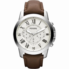 Fossil  FS4735 Grant Men's Watch with Chronograph Display and Genuine Leather or Stainless Steel Band