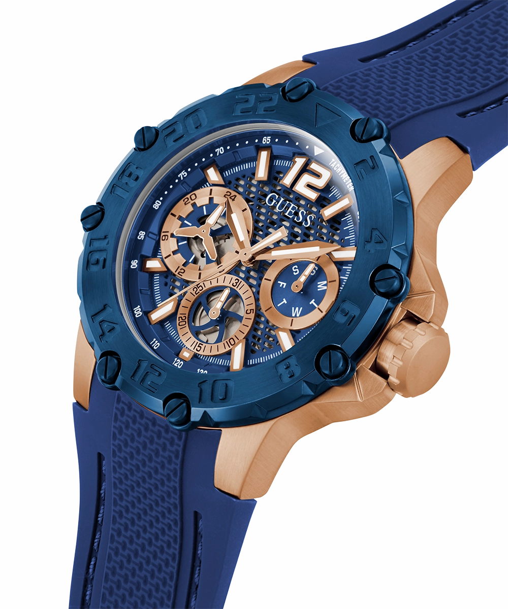 GUESS Mens Blue 2-Tone Multi-function Watch