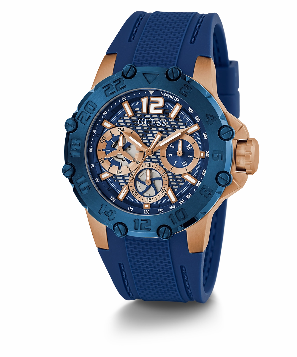 GUESS Mens Blue 2-Tone Multi-function Watch
