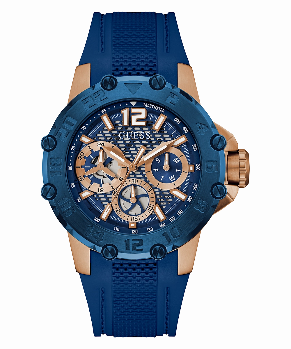 GUESS Mens Blue 2-Tone Multi-function Watch