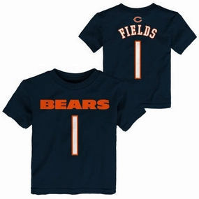 Infant Justin Fields Chicago Bears Navy Mainliner Name And Number Shirt