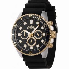 Invicta Men's Chronograph Watch - Pro Diver Black and Gold Tone Bezel Strap | 46120