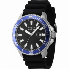 Invicta Men's Quartz Watch - Pro Diver Date Blue/Silver Tone Bezel Black Dial | 46130