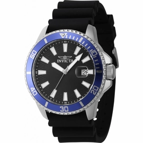 Invicta Men's Quartz Watch - Pro Diver Date Blue/Silver Tone Bezel Black Dial | 46130