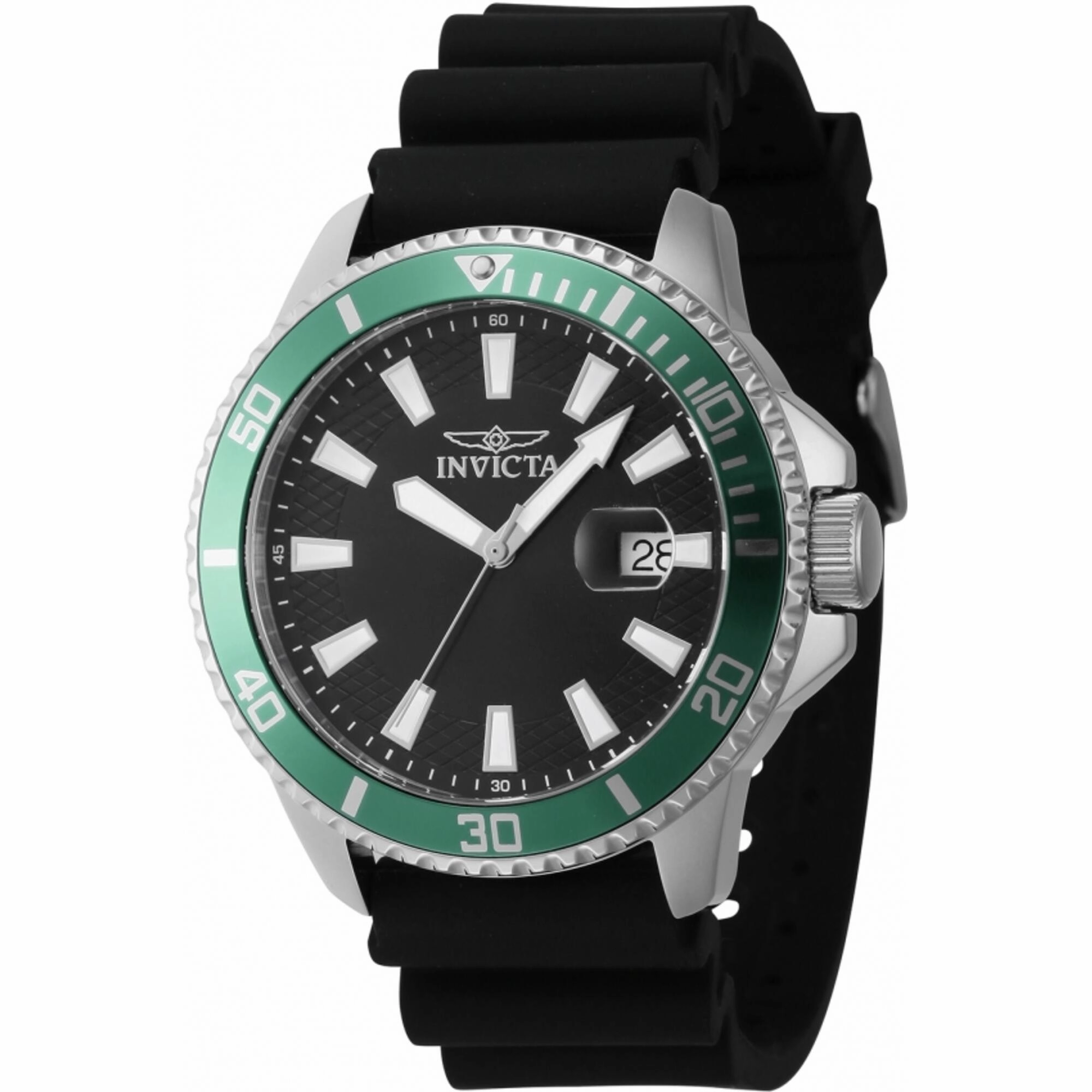 Invicta Men's Quartz Watch - Pro Diver Date Green/Silver Tone Bezel Black Dial | 46129