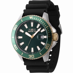 Invicta Men's Quartz Watch - Pro Diver Green Dial Black Silicone Strap | 46093