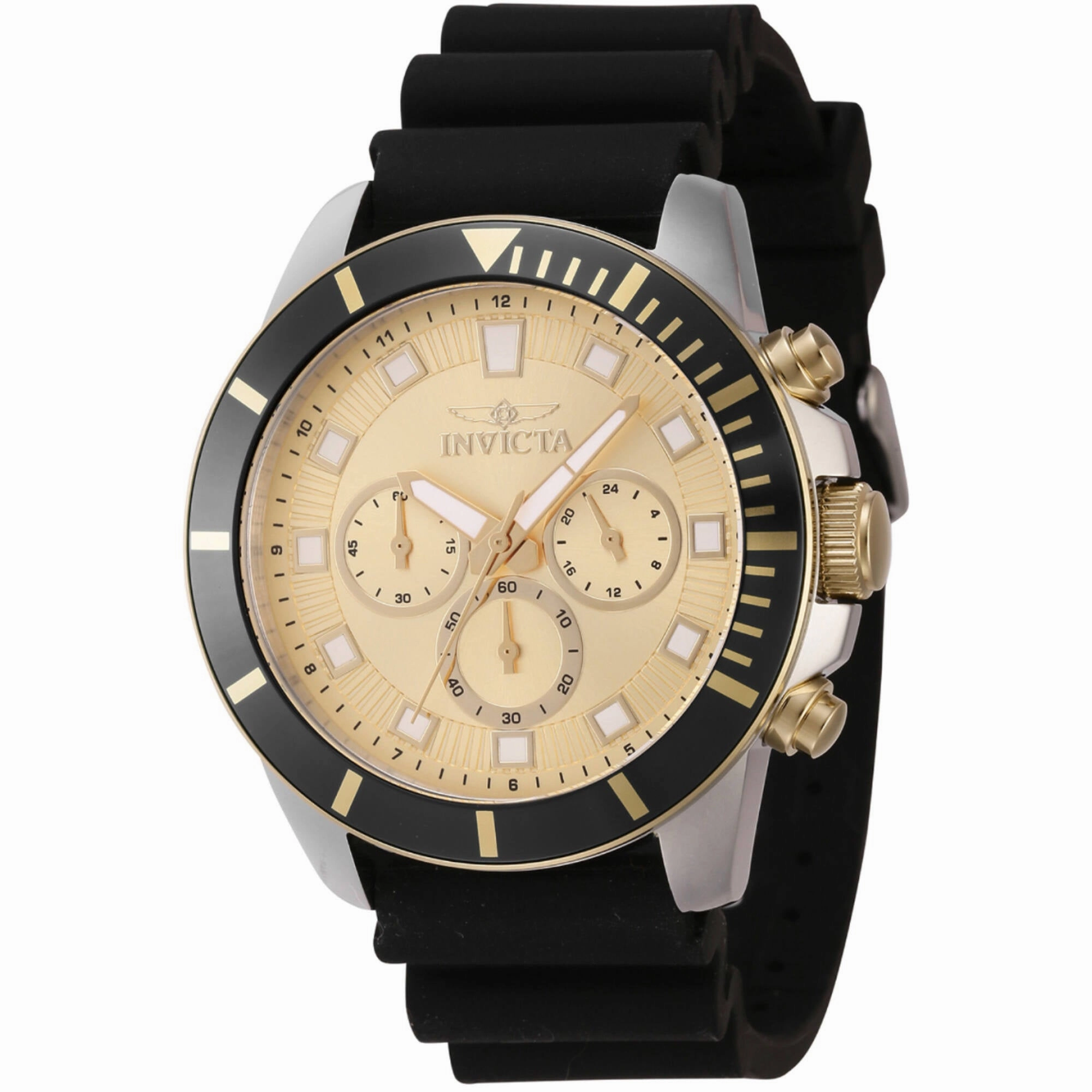 Invicta Men's Watch - Pro Diver Chronograph Black and Gold Tone Bezel Strap | 46084