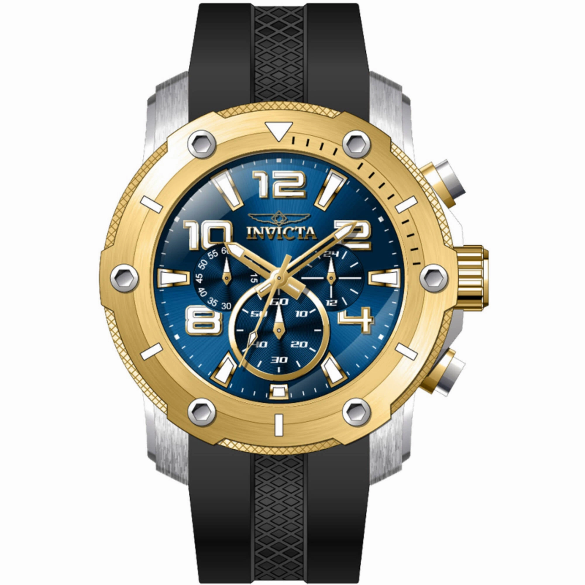 Invicta Men's Watch - Pro Diver Chronograph Blue Dial Black Silicone Strap | 45740